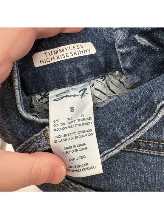 Seven7 Women SZ 8 Alaska Blue Medium Wash Tummy Less High Rise Skinny Jeans NWT - Picture 12 of 14